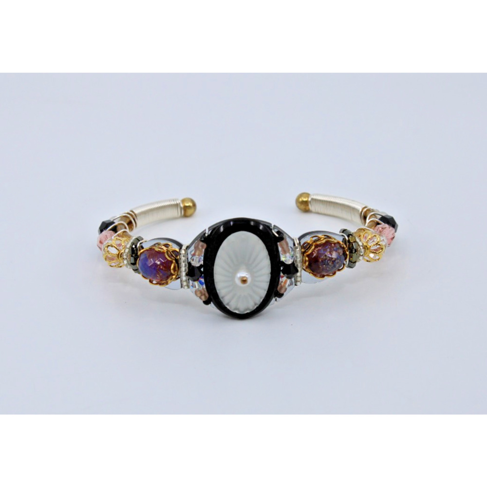 B0 Flawless Rare LIZTECH Multicolor Artisan Art Deco Handmade Cuff Bracelet 2012